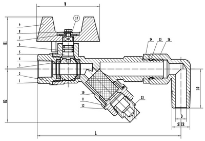 Brass Y Strainer/Ball Valve Combination