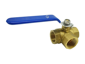 3-Way Brass Diverting Ball Valve, L Flow