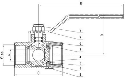 3-Way Brass Diverting Ball Valve, L Flow