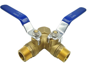 3-Way Brass Diverting Ball Valve, L Flow
