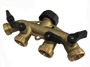 4-Way Garden Valve, 4 Way Brass Garden Hose Splitter with Shut Off Valve