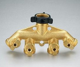 4-Way Garden Valve, 4 Way Brass Garden Hose Splitter with Shut Off Valve