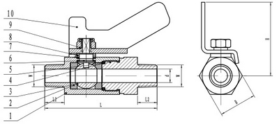 Mini Stainless Steel Ball Valve, with Butterfly Handle