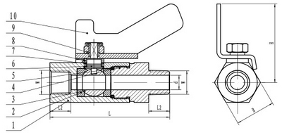 Mini Stainless Steel Ball Valve, with Butterfly Handle