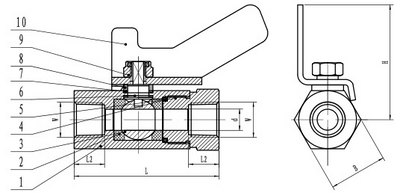 Mini Stainless Steel Ball Valve, with Butterfly Handle