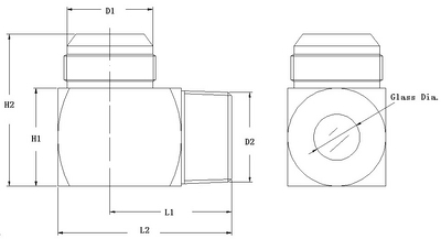 KCSGFE High Pressure Fused Sight Glass, 90° Elbow